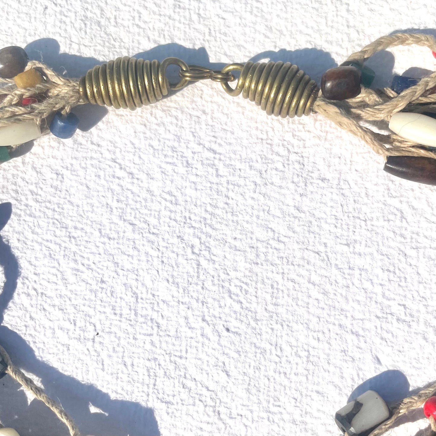 Wood, Bone & Beaded Multi Strand Necklace